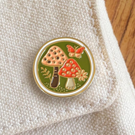 Mushroom Enamel Pin – Woodland Fungi Lapel Pin