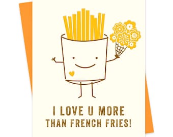French Fries Foil Stamped Love Card for Anniversary, Valentine, Just Because