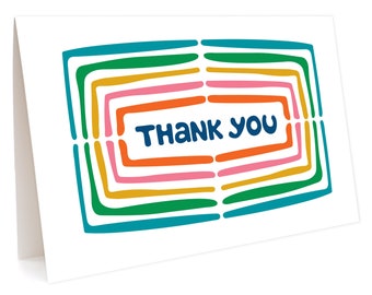 Maze Folded Thank You Cards, Box of 6 - Boxed Thank You Notes - Abstract Thank Yous - Colorful - Rainbow - Illustration - White - OC1097-BX