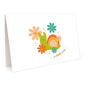 Cartes de correspondance escargots, boîte de 6 - Cartes de correspondance florales colorées et mignonnes pour le printemps, l'été, le jardinier et les amoureux de la nature - Petite boîte pliée blanche