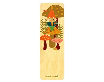 Reading Gnome Real Wood Bookmark - Gnome Bookmark - Book Club Bookmark - Gift for Book Club - Gift for Reader - Woodland Bookmark - WM2161