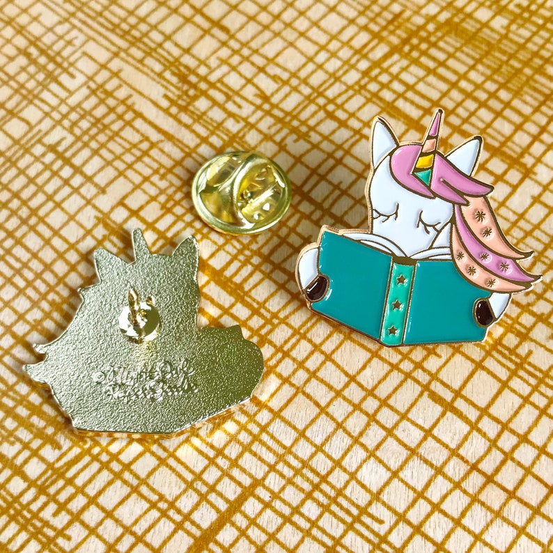 Reading Unicorn Pin Reading is Magical Reading Unicorn Lapel Pin Reading Unicorn Enamel Pin Kawaii Unicorn Pin EP3026 image 3