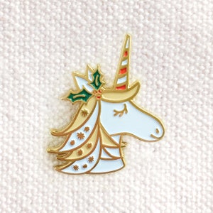 Holiday Unicorn Pin - Holiday Unicorn Enamel Pin - Holiday Unicorn Lapel Pin - Gold Enamel Pin - Best Selling - Unicorn - EP3003