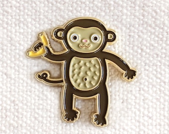 Monkey Pin - Monkey Enamel Pin - Monkey Lapel Pin - Gold Enamel Pin - Kawaii Monkey Pin - Cute Monkey Pin - Monkey Brooch - EP2099