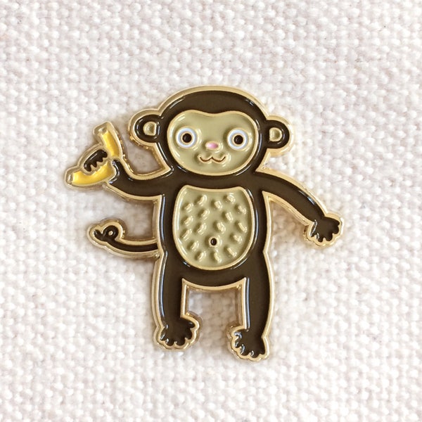 Monkey Pin - Monkey Enamel Pin - Monkey Lapel Pin - Gold Enamel Pin - Kawaii Monkey Pin - Cute Monkey Pin - Monkey Brooch - EP2099