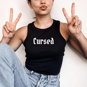 Funny Y2K Women&#39;s Tank Top, Cute Racerback Ribbed Shirt, Trendy Sleeveless Top, Hilarious Quote Tee, Retro 2000s Clothing, Cool Graphic