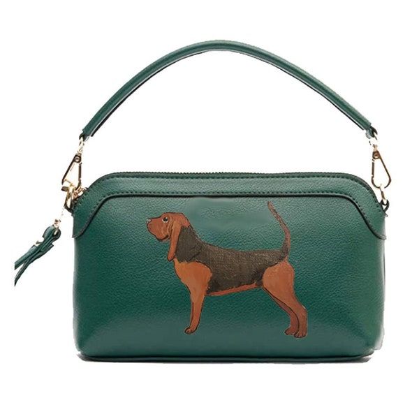 Bloodhound Dog Hand Painted Purse / Handbag / Wristlet / Wallet Wearable Art - One of a Kind
