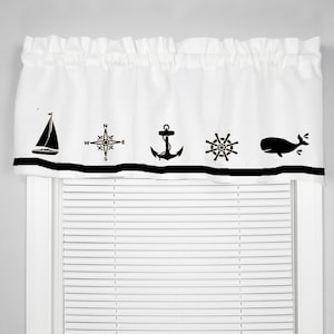 Anchor Nautical Ship Wheel Window Valance Curtain Your Choice of Colors Homemade Decor image 1