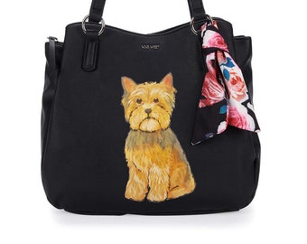Yorkshire Terrier Yorkie Puppy Dog Hand Painted Nine West Purse / Satchel / Handbag / Tote / Wearable Art - One of a Kind