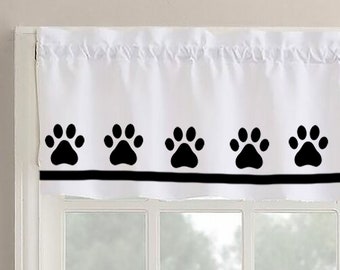 Dog/Cat Paw Prints Dog Window Valance Curtain - Your Choice of Colors Homemade Decor