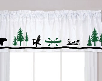 Adirondack Mountains North Country Forest Bear Woods Rustic Camp Window Valance/Treatment - In Your Choice of Colors Homemade Decor