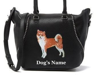 Shiba Inu Dog Hand Painted Bag Tote / Purse / Handbag / Wearable Art - One of a Kind