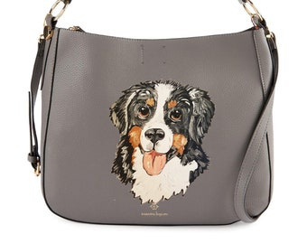 Bernese Mountain Dog Berner Painted Hobo Bag / Tote / Purse / Handbag / Wearable Art - One of a Kind