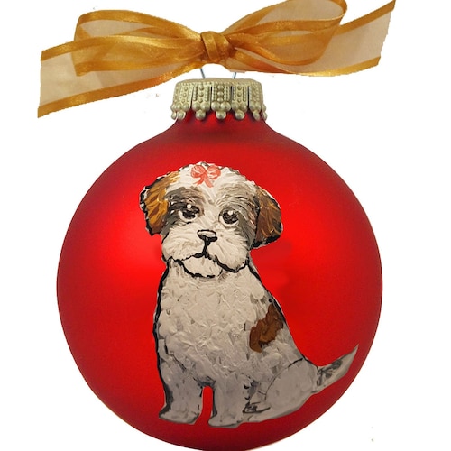 Maltese Puppy Dog Hand Painted Christmas Ornament Etsy