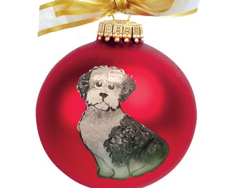 Sheepadoodle Doodle Dog Hand Painted Christmas Ornament - Personalized Christmas Ornament -  Can Be Custom From Photo (Not Digital)