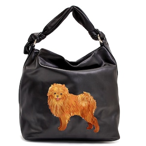 Pomeranian Puppy Dog Painted Hobo Bag Tote / Purse / Handbag / Wearable Art - One of a Kind