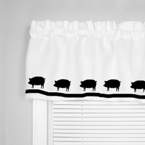 Pig Farmhouse Country Cottage Window Valance in Your Choice of Colors Homemade Decor