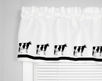 Holstein Dairy Cow Farm Window Valance Curtain - Your Choice of Colors Homemade Decor