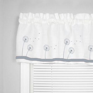 Dandelion Flower Farmhouse Cottage Kitchen Window Valance / Treatment - Your Choice of Colors Homemade Decor
