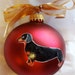 Dachshund Smooth (Black) Doxie Weiner Dog Hand Painted Christmas Ornament - Can Be Personalized with Name