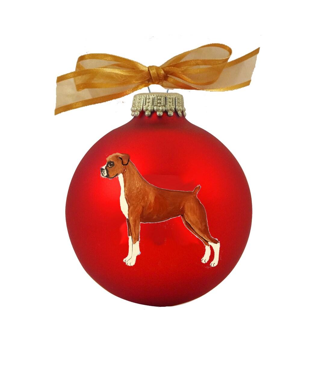 Boxer uncropped Ears Dog Hand Painted Christmas Ornament Etsy