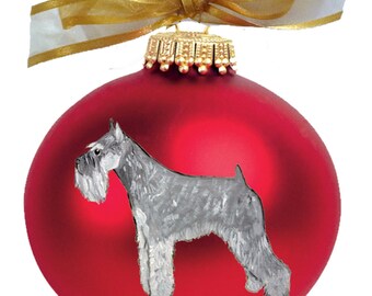 Miniature Schnauzer Hand Painted Christmas Ornament - Personalized Christmas Ornament -  Can Be Custom From Photo (Not Digital)