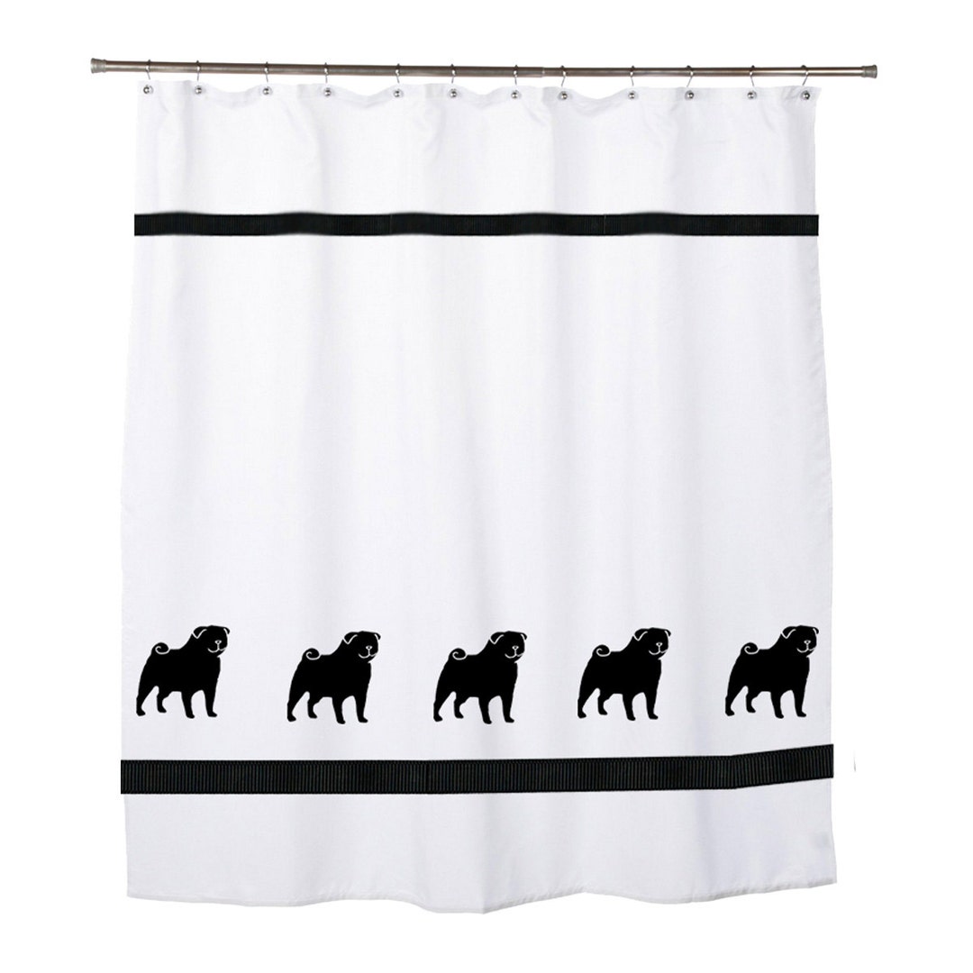 Pug Dog Shower Curtain in Your Choice of Colors Etsy