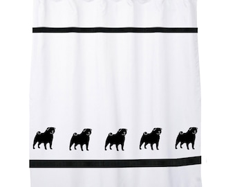 Pug Dog Shower Curtain in Your Choice of Colors