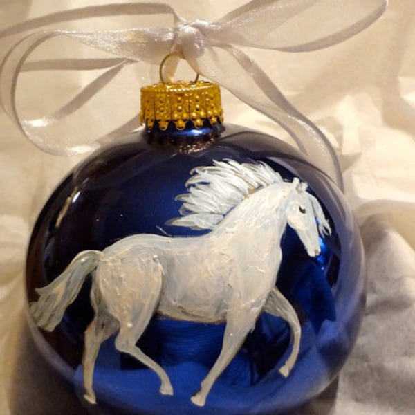 Lipizzaner White Horse Hand Painted Christmas Ornament - Personalized Christmas Ornament -  Can Be Custom From Photo (Not Digital)