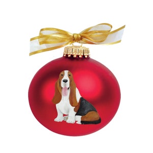 Basset Hound Dog Hand Painted Christmas Ornament - Personalized Christmas Ornament -  Can Be Custom From Photo (Not Digital)