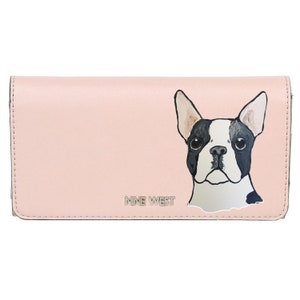 Boston Terrier Dog Hand Painted Leather Wallet Nine West