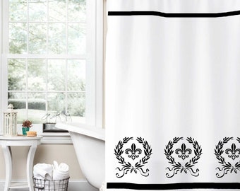 Fleur de Lis French Countryside Farmhouse Shower Curtain Customizable in Your Choice of Colors - Home Decor