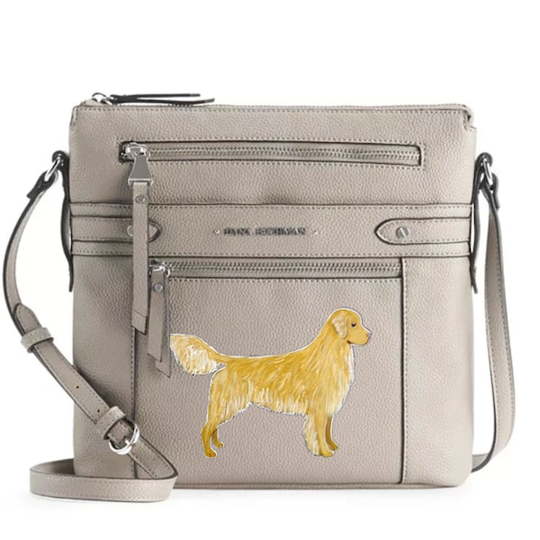 Golden Retriever Dog Hand Painted Crossbody Bag/ Tote/ Purse / Handbag / Wearable Art - One of a Kind