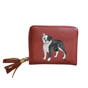 American Staffordshire Terrier Pit Bull Dog Hand Painted Wallet - Red