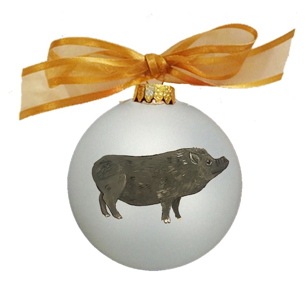 Pot Bellied Pig Hand Painted Christmas Ornament - Personalized Christmas Ornament -  Can Be Custom From Photo (Not Digital)