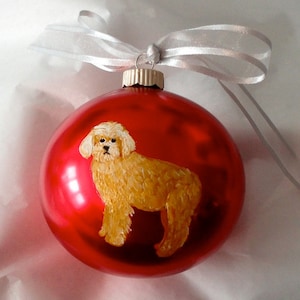 Cockapoo Dog Hand Painted (NOT digital) Glass Ball Christmas Ornament - Can Be Personalized with Name
