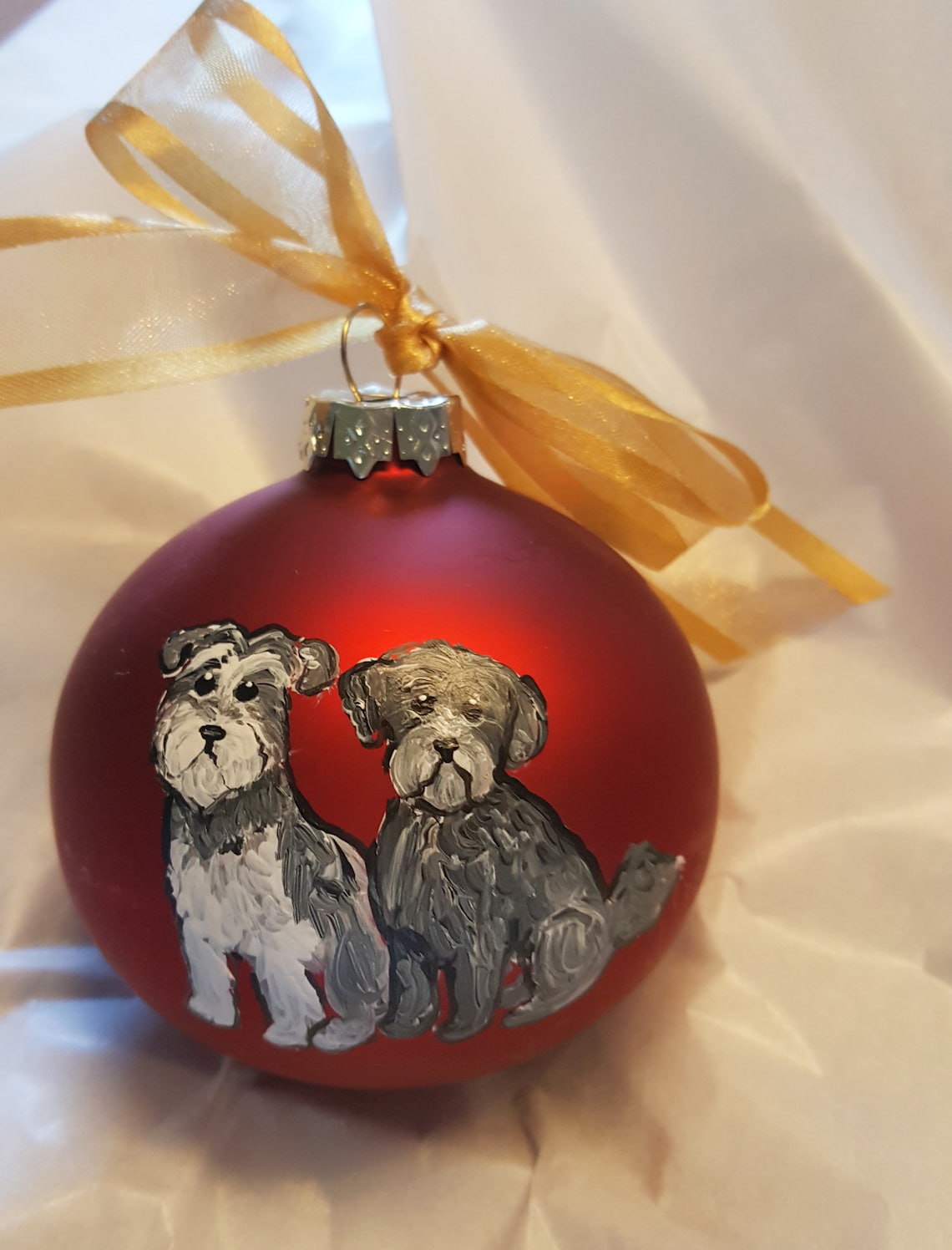 Dog Custom Christmas Ornament From Your Photo - Two (2) Dogs Hand ...
