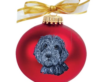 Black Labradoodle Doodle Face Hand Painted Christmas Ornament - Personalized Christmas Ornament -  Can Be Custom From Photo (Not Digital)