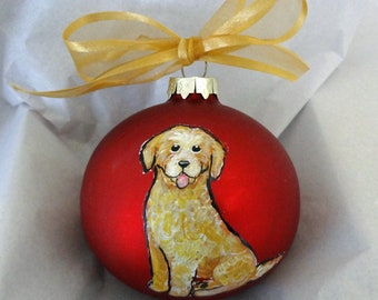 Labradoodle Doodle Dog Hand Painted Christmas Ornament - Personalized Christmas Ornament -  Can Be Custom From Photo (Not Digital)