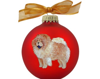 Chow Chow Dog (Cinnamon) Hand Painted Christmas Ornament - Personalized Christmas Ornament -  Can Be Custom From Photo (Not Digital)