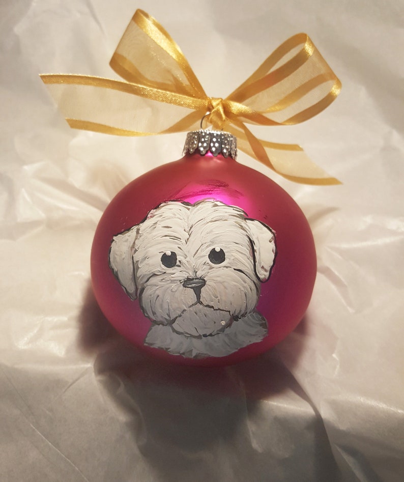 Custom Dog Glass Ornament From Your Photo Animal Hand Painted Christmas ...