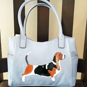 Basset Hound Dog Hand Painted Bag Purse / Handbag / Wearable Art - One of a Kind