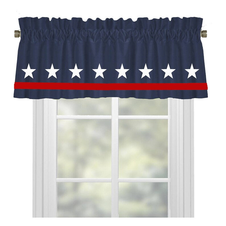 Stars Americana USA Patriotic Window Valance Curtain Red Etsy
