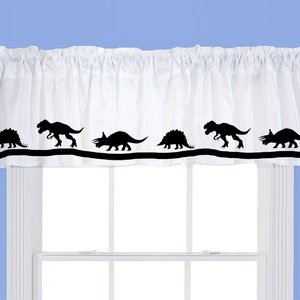 Dinosaur Triceratops TRex Stegosaurus Window Valance Customizable Window Treatment in Your Choice of Colors Homemade Decor