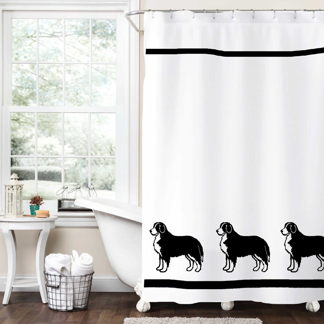 Bernese Mountain Dog Farmhouse Shower Curtain Customizable in Your