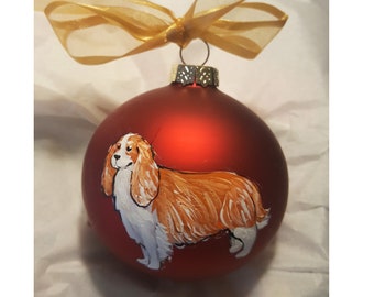 Cavalier King Charles Spaniel CKCS Dog Hand Painted Christmas Ornament - Personalized Christmas Ornament Glass Bulb (Not Digital)