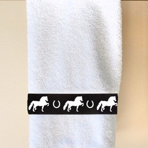 Morgan Horse Hand Towel - Your Choice of Colors Horses and shoes with or without name!