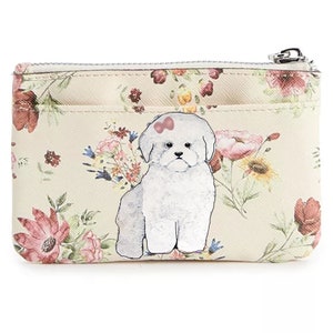 Bichon Frise Dog Hand Painted Coin Purse Wallet  - Wearable Art - One of a Kind -  Can Be From Your Photo