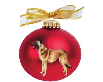 Belgian Malinois Police Dog Hand Painted Christmas Ornament - Personalized Christmas Ornament -  Can Be Custom From Photo (Not Digital)