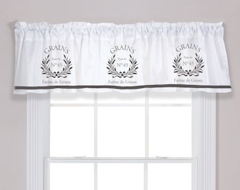 Grain Flour Sack Farmhouse Window Valance Treatment - Your Choice of Colors Homemade Decor France French Country Custom Curtain